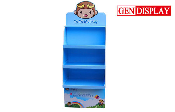 Baby Bottle Cardboard Display Stand With Three Blue Shelves