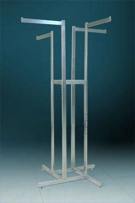 Mobile Metal Tube Portable Clothes Display Racks With Four Arms