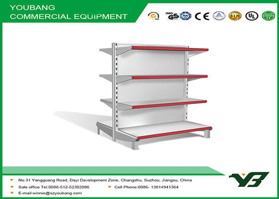 Metal supermarket gondola shelving , display rack with hooks for hanging clothes