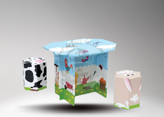 Printed Paper Furniture Cardboard Display Stand for Table Promotion with Glossy Lamination