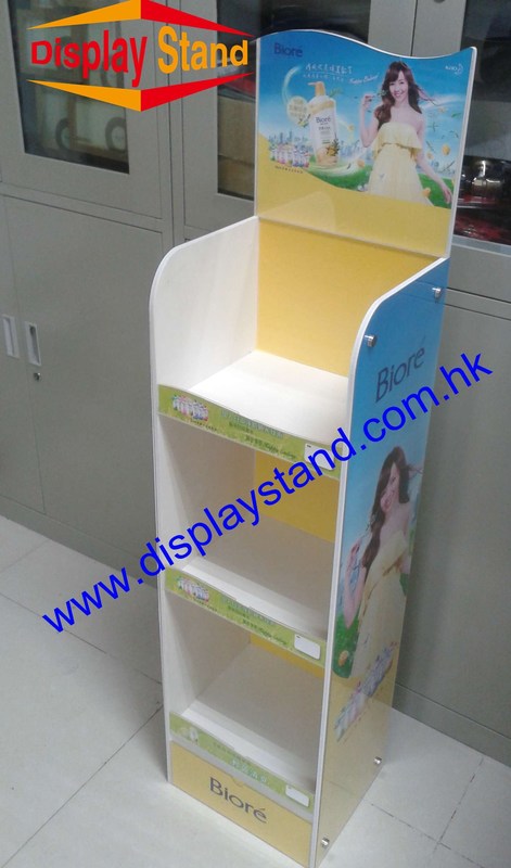 5mm Clear Acrylic POP Displays Stand , Floor Standing Displays with Ads Header