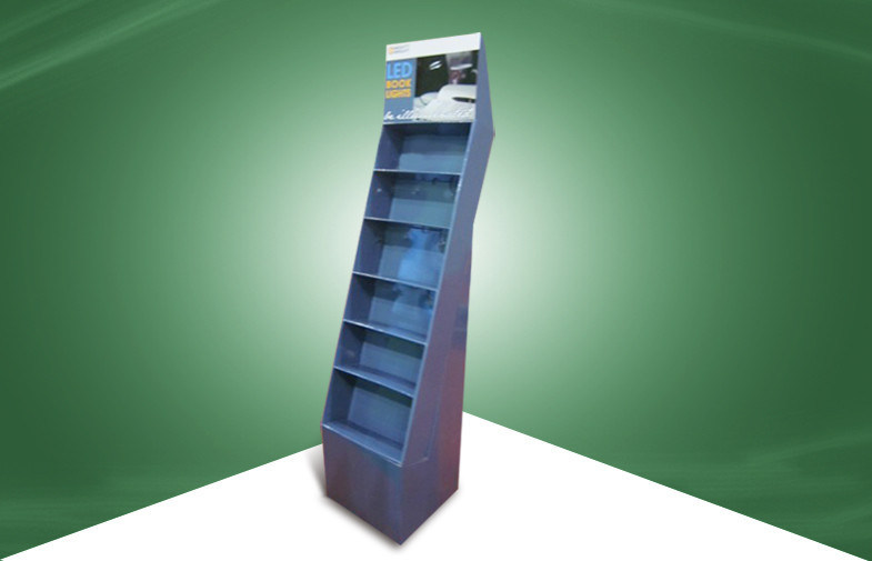 Retail Grey Cardboard Free Standing Display Units Floor Display Shelves