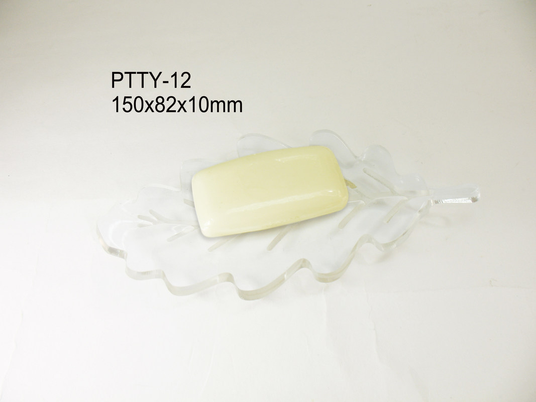 Transparent Leaf Shape Acrylic Display Stands Bar Soap Holders for Boutique Hotels