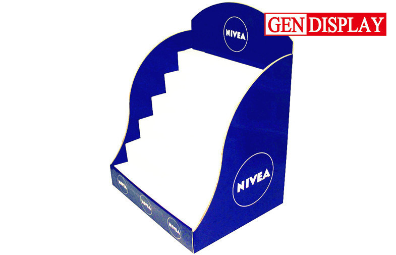 Retail Counter Cosmetic Display Stands With Corrugated 4 Tier Ladder