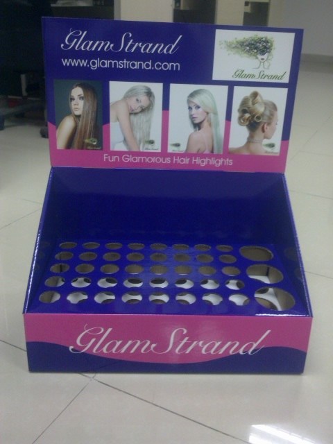 Blue bumping - proof Glossy coating Cosmetic Display Stands for ladies cosmetics showing